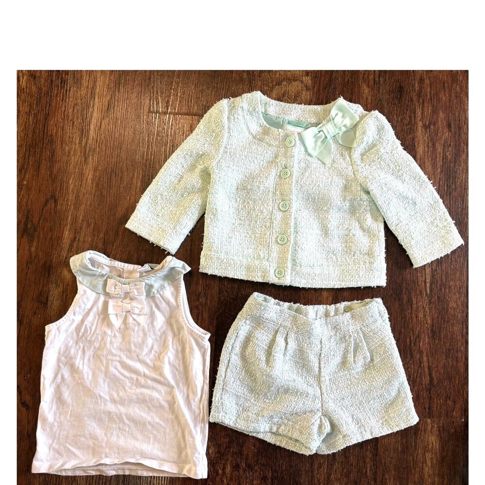 Janie and Jack Pale Mint Green 3-Piece Toddler Outfit Set — Size 4